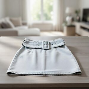 Lilyful Light Blue Denim Mini Skirt w/ Belt